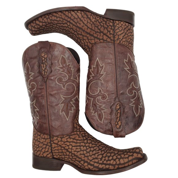 JW Ranch Leon Mexico crafted mens 9.5 brown suede bull neck cowboy western boots - Picture 12 of 16